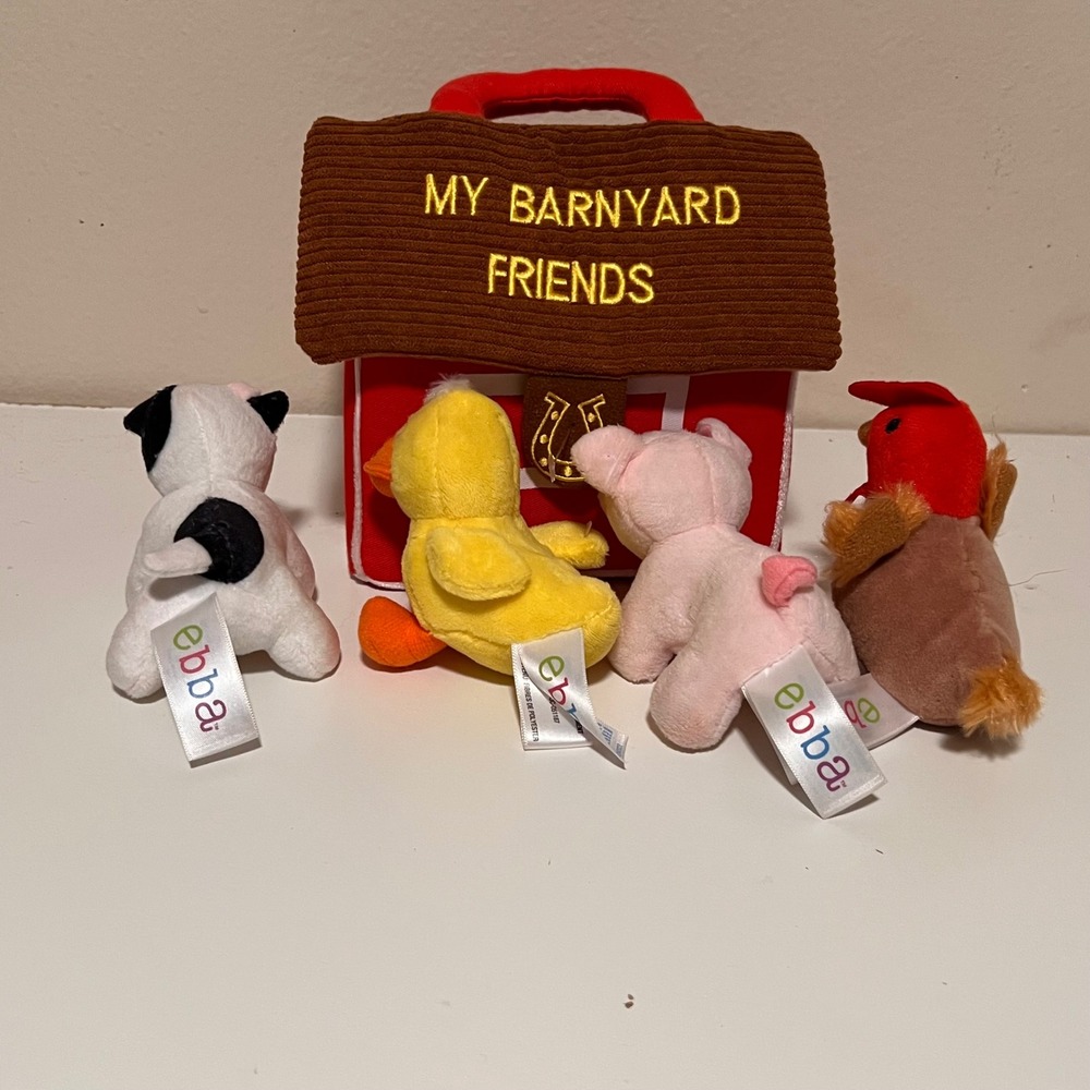 Ebba My Barnyard Friends Soft Plush Playset Toddler Red Multicolored 5pc Animals - Picture 7 of 15